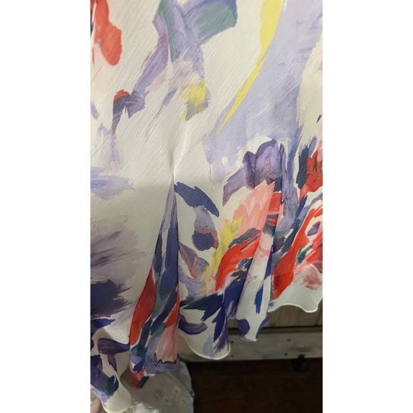 DKNY Floral Print Dress Midi Sheath Flutter Sleeve Party Cocktail‎ Size 8 - Picture 3 of 4